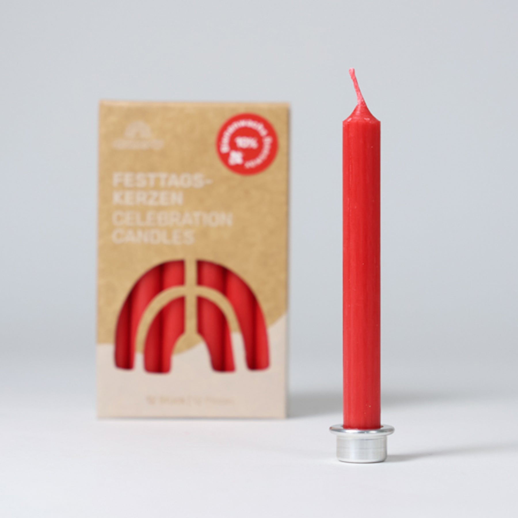 Red Beeswax Candles (10%) VE 12 pcs.