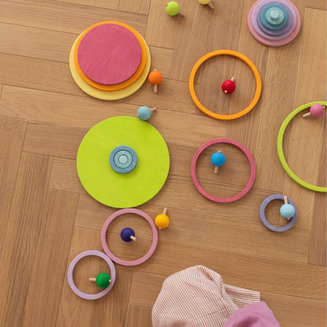 Rainbow spinning top, pack of 6