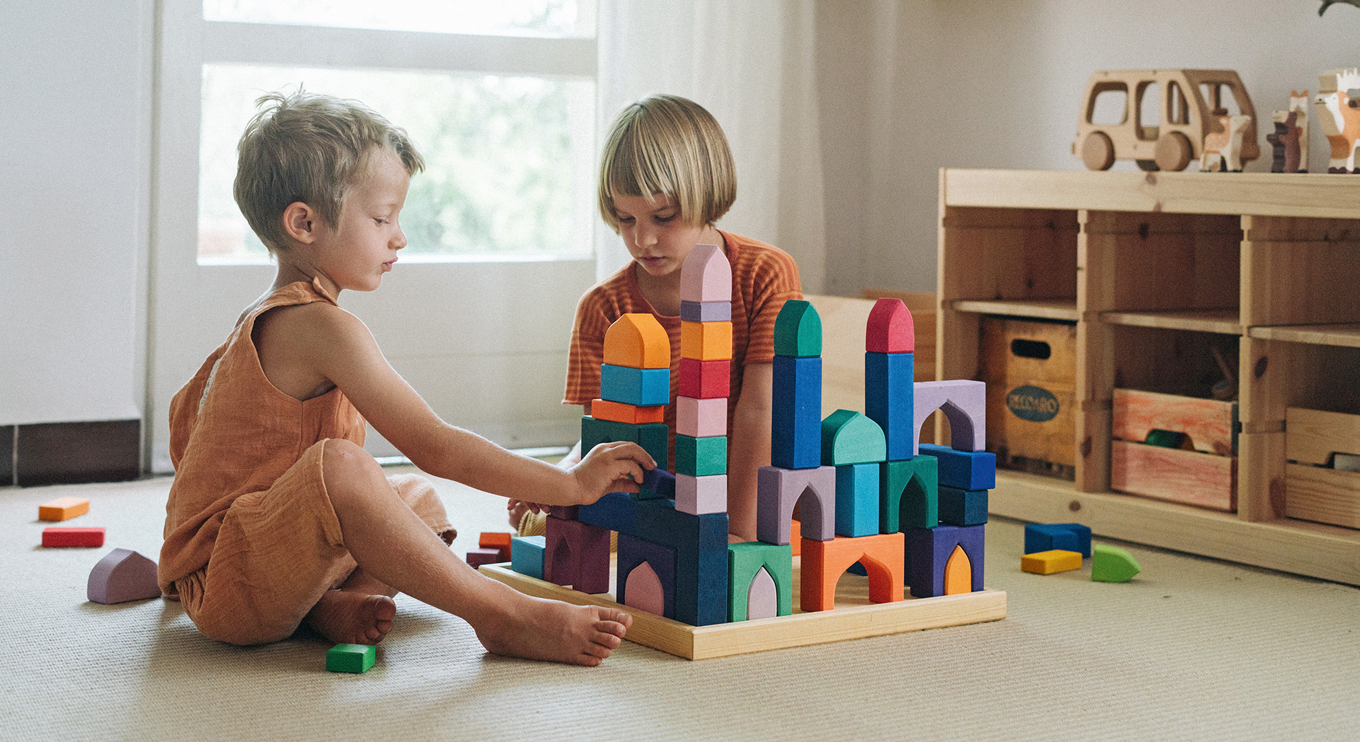 Grimms Spiel & Holz  Large Stepped Pyramid Wooden Blocks