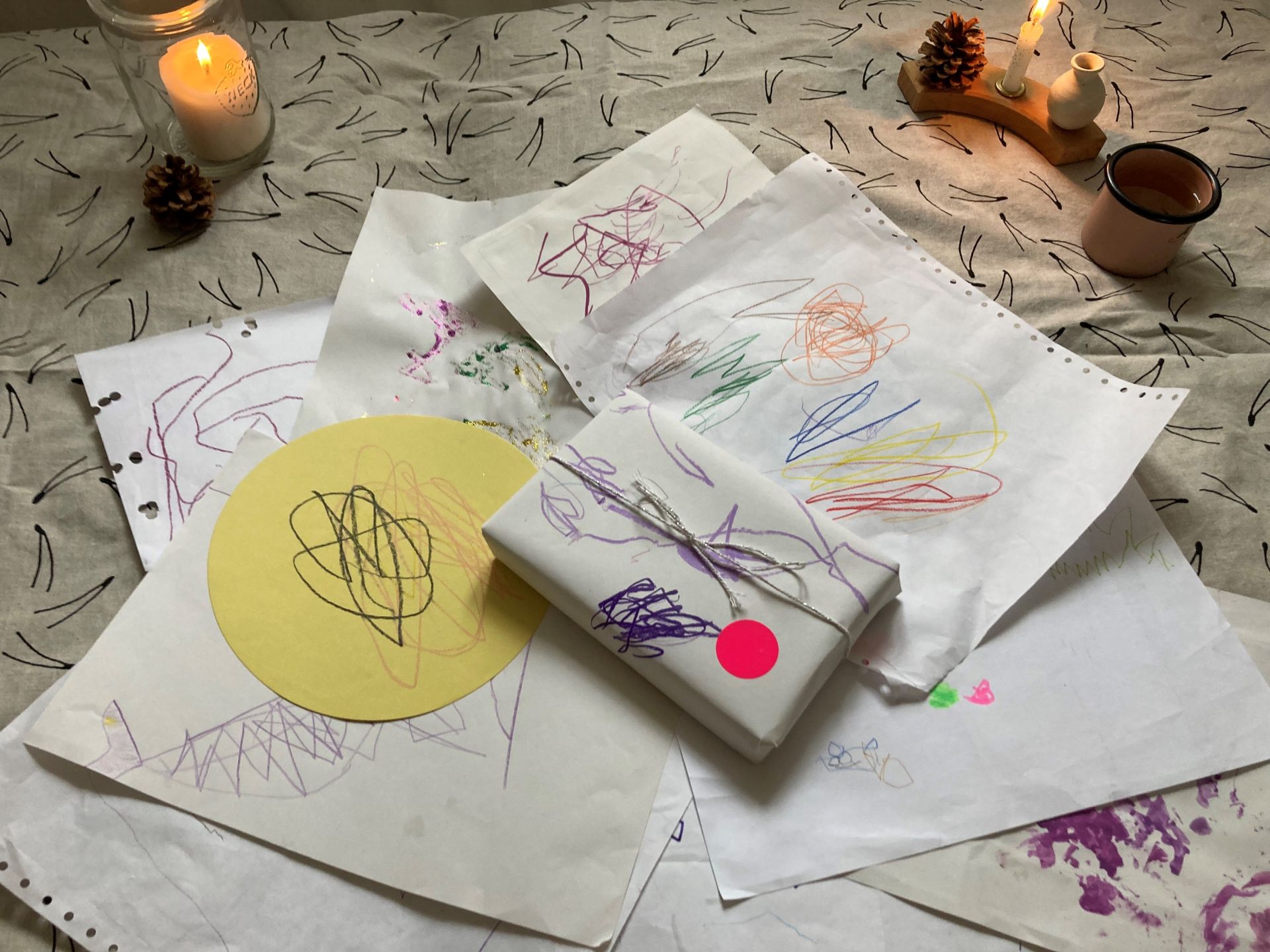 Wrapping gifts sustainably, children's art